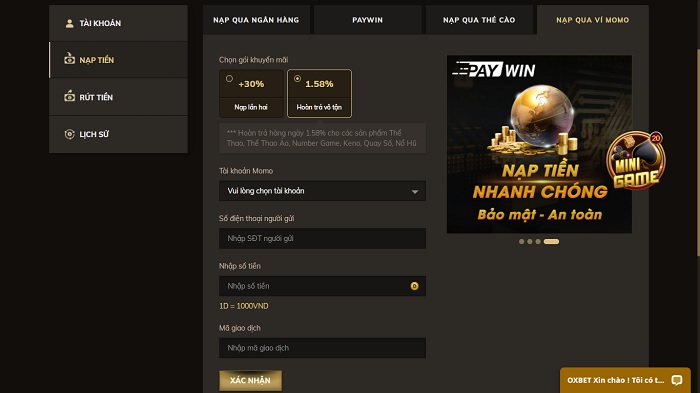 Quy trình gửi và rút tiền 1Xbet - 1Xbet